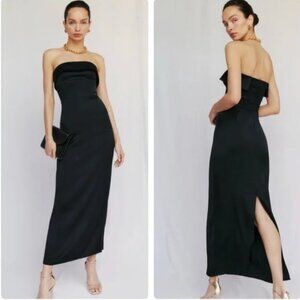 Reformation Black Strapless Midi Dress